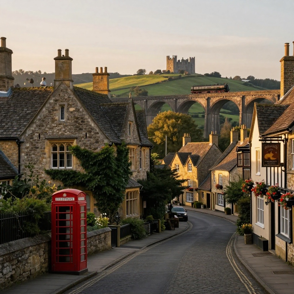 Charming English countryside hotel near Harry Potter filming locations with distant castle